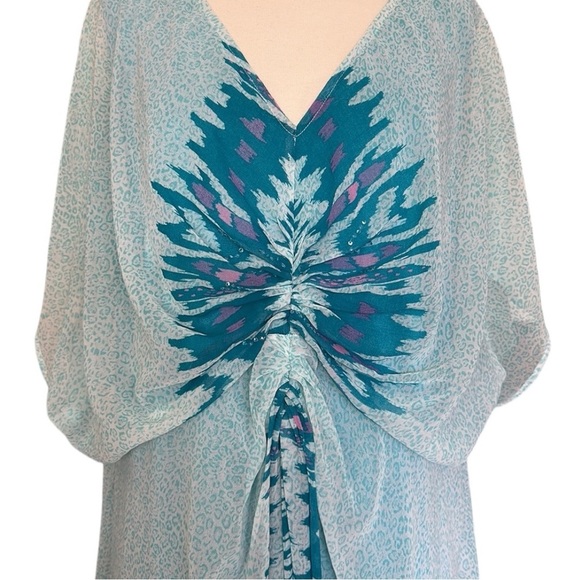 BADGLEY MISCHKA American Glamour Boho Coastal Blue Embellished Maxi Dress, 2XL - Picture 4 of 15